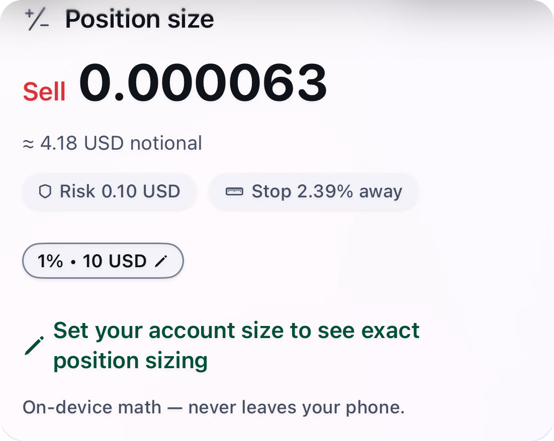 Position sizing on-device